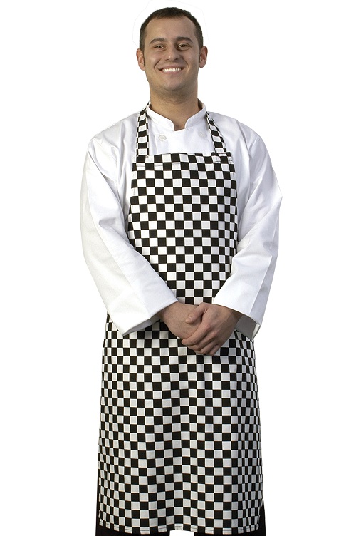 BLACK WHITE CHECK BIB APRON