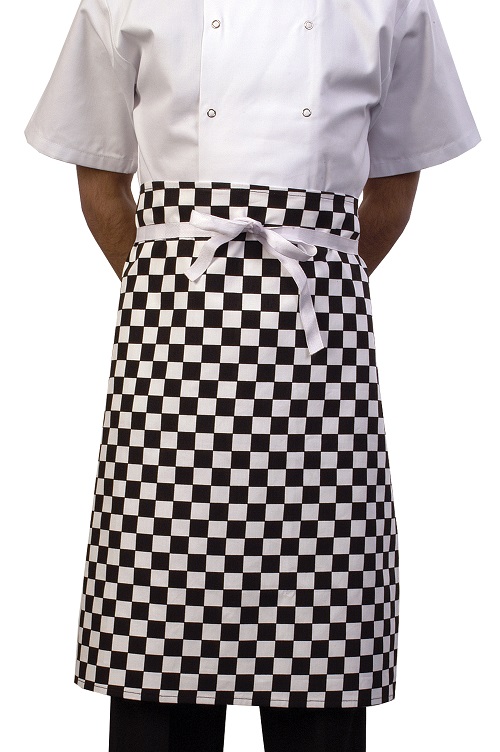 BLACK WHITE CHECK WAIST APRON