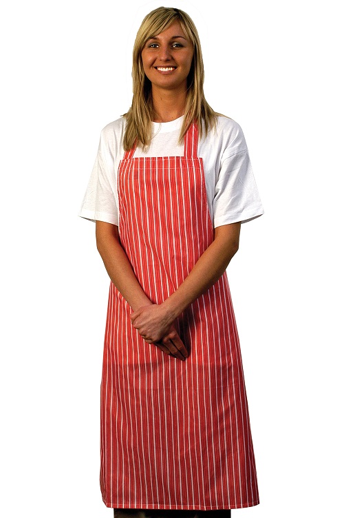 NYLON RED WHITE STRIPE BIB APRON