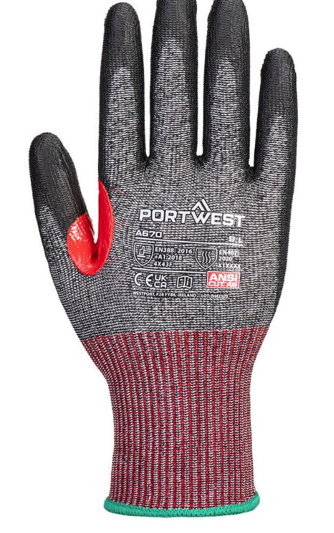 CS Cut F13 PU Black Glove Size Medium Per Pair