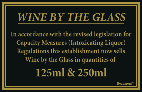 170X110MM 125ML & 250ML WINE LAW SIGN