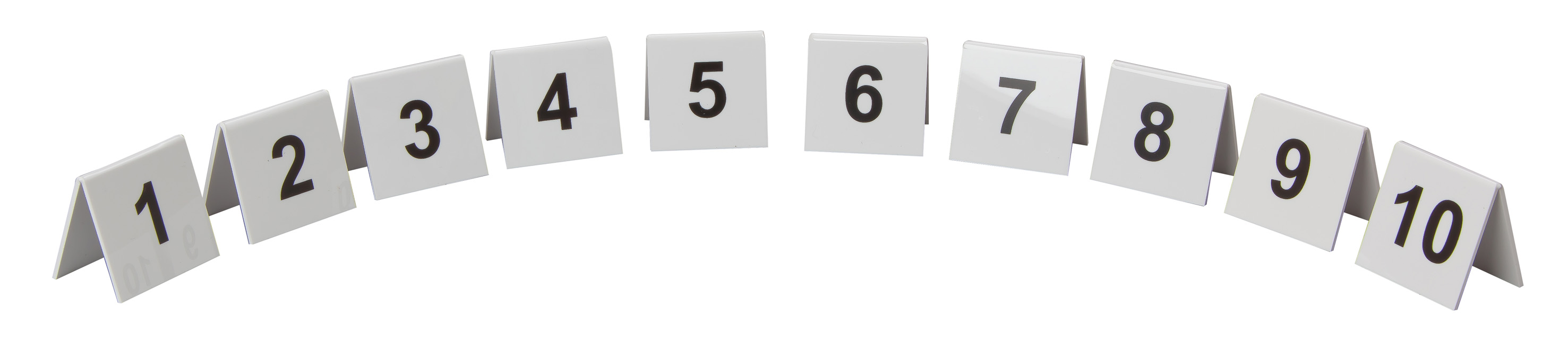 PERSPEX TABLE NUMBERS 1-10