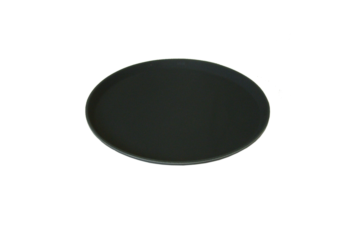 11" ROUND BLACK PLASTIC NON SLIP TRAY