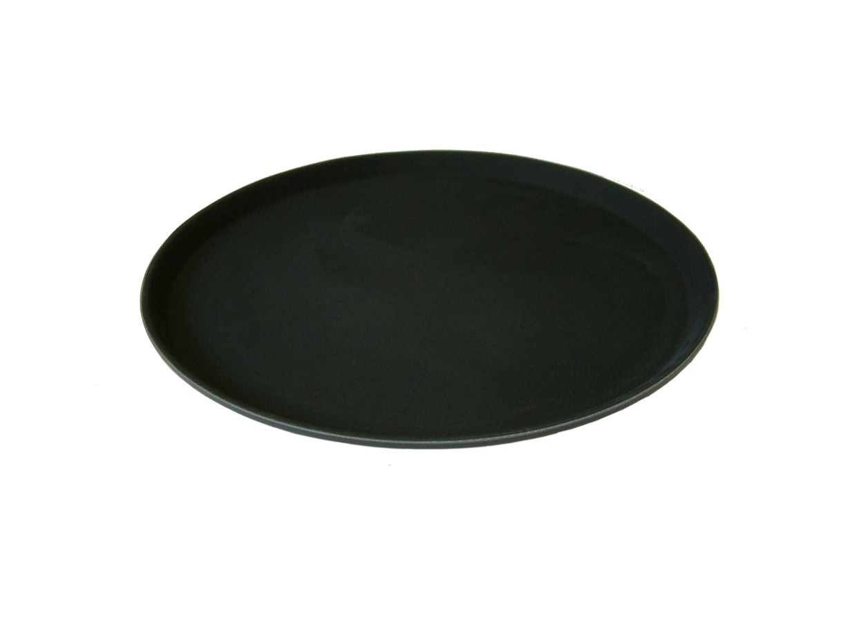 14" ROUND BLACK PLASTIC NON SLIP TRAY