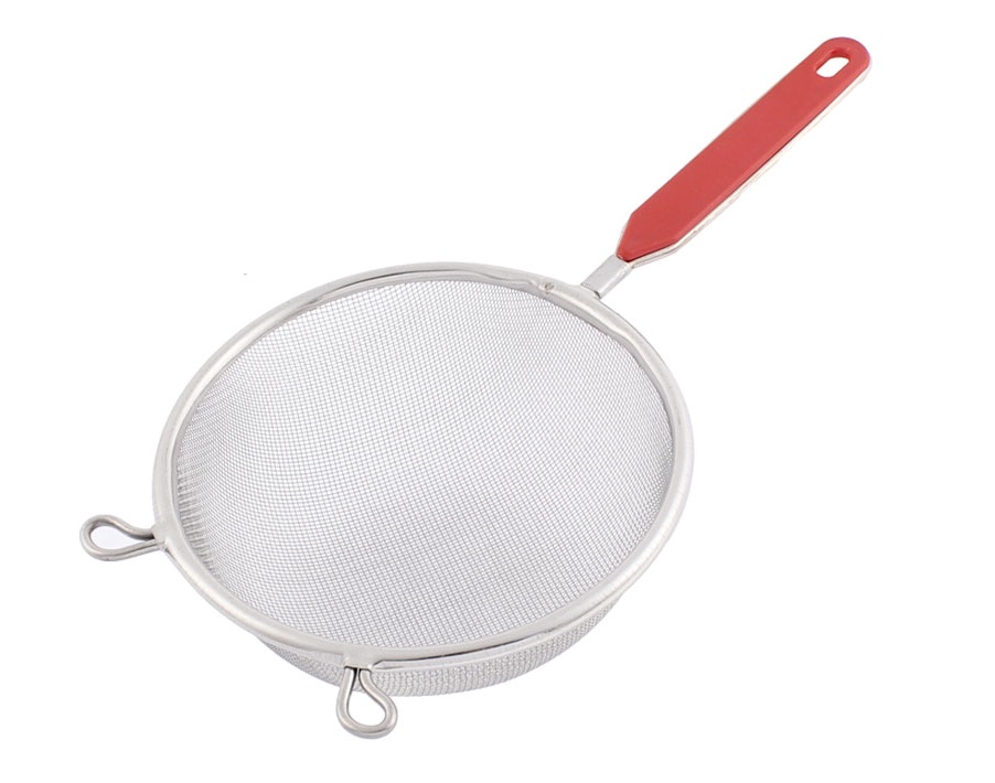 20CM DOUBLE MESH STRAINER S/STEEL RED IN