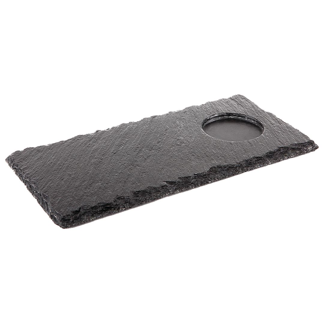 NATURAL SLATE TRAY WITH RECESS 25X12CM PK 1