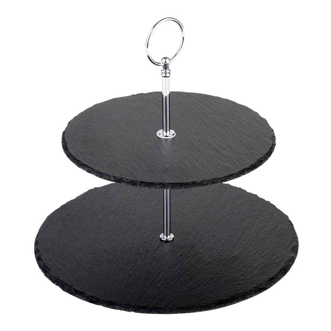 NATURAL SLATE 2 TIER TRAY 25/20CM PK 1