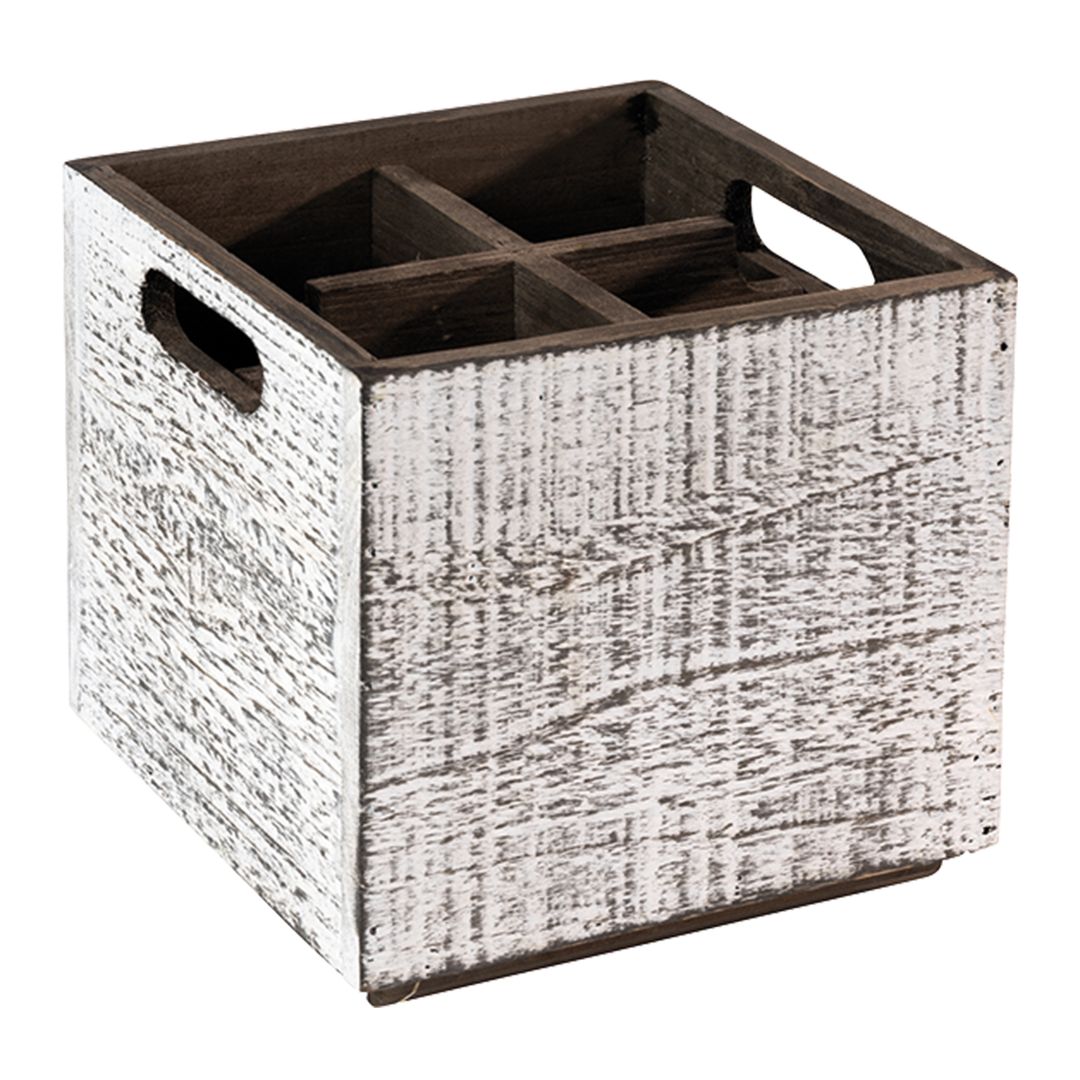 VINTAGE TABLE CADDY (WHITE) 17CM X 17CM PK 1