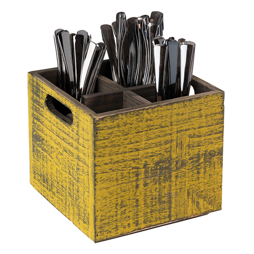 VINTAGE TABLE CADDY (YELLOW) 17CM X 17CM PK 1