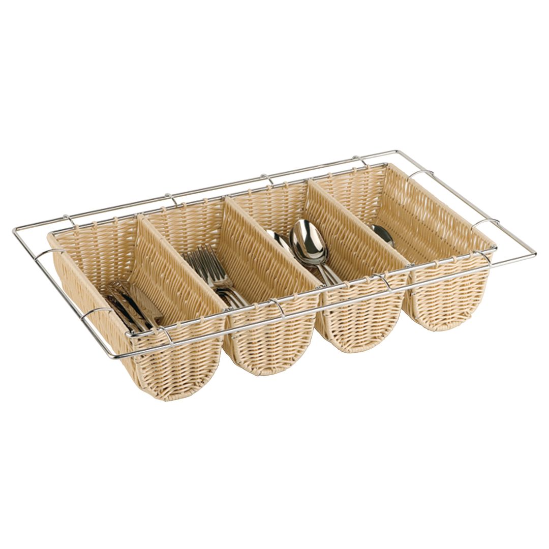 POLY RATTAN CUTLERY BASKET PK 1