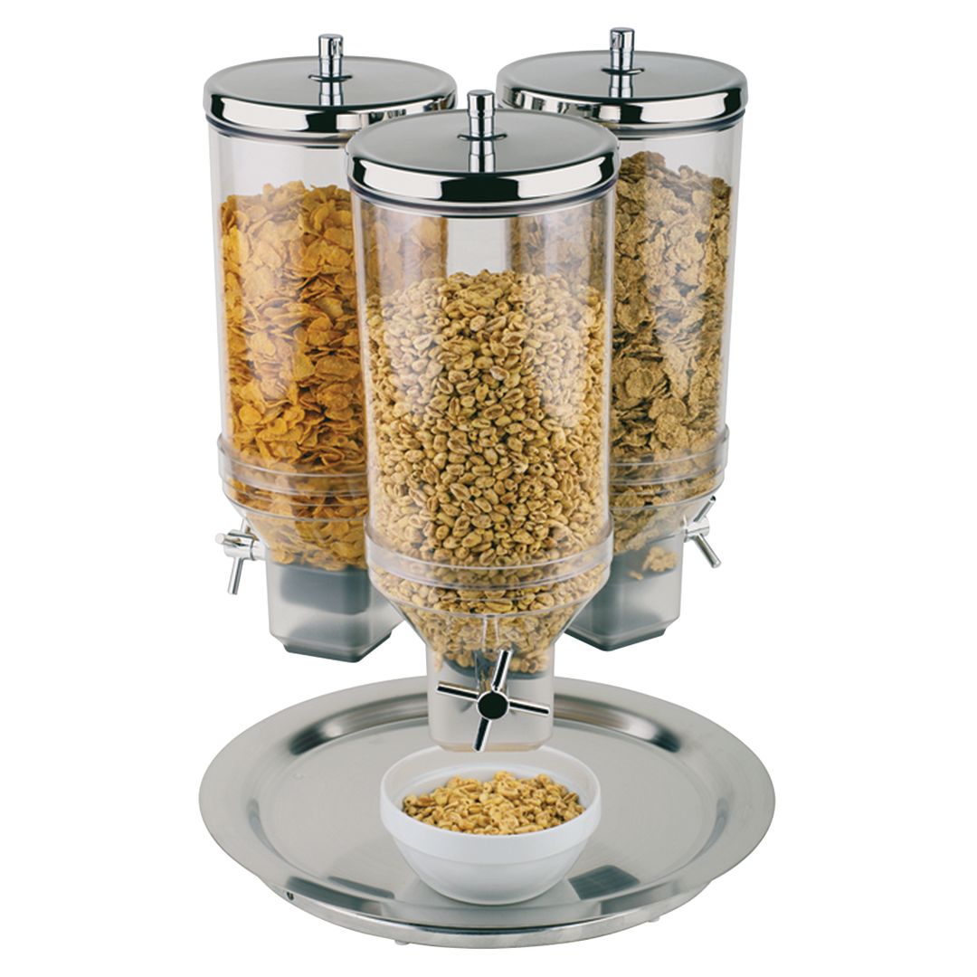 3 X 4.5LTR CEREAL DISPENSERS, ROTATING, S/S FOOT PK 1
