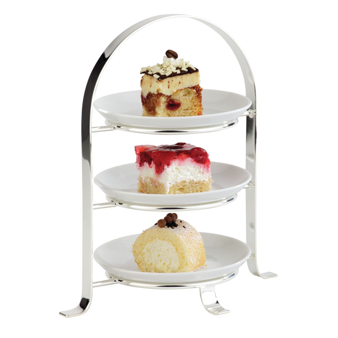 3 TIER CHROME SERVING STAND (MAX 17CM PLATES) PK 1