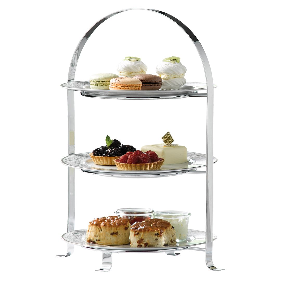 3 TIER CHROME SERVING STAND (MAX 26CM PLATES) PK 1