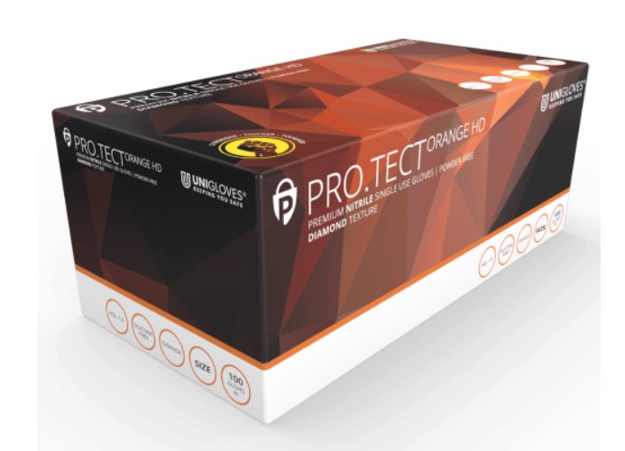 Diamond Grip Orange HD Nitrile Gloves PK 50 Size Medium