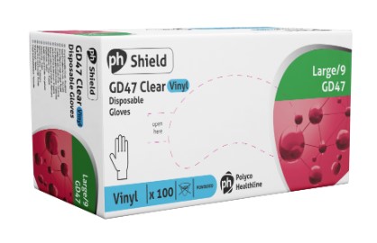 Blue Vinyl Powdered Gloves Size Small PK 100