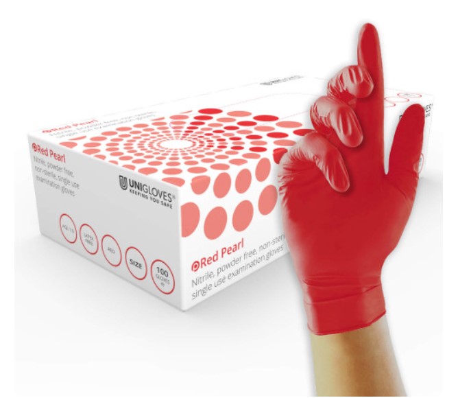 Red Pearl Nitrile Powder Free Size XL PK 100