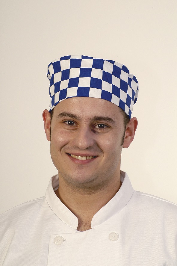 SKULL CAP LRG BLUE/WHT CHECK