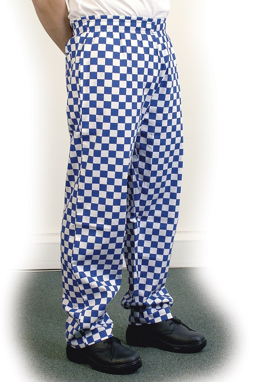 LARGE BLUE CHECK BAGGY TROUSERS SIZE XS