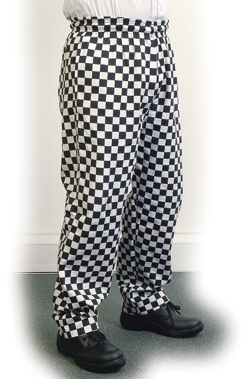 LARGE BLACK CHECK BAGGY TROUSERS SIZE XL