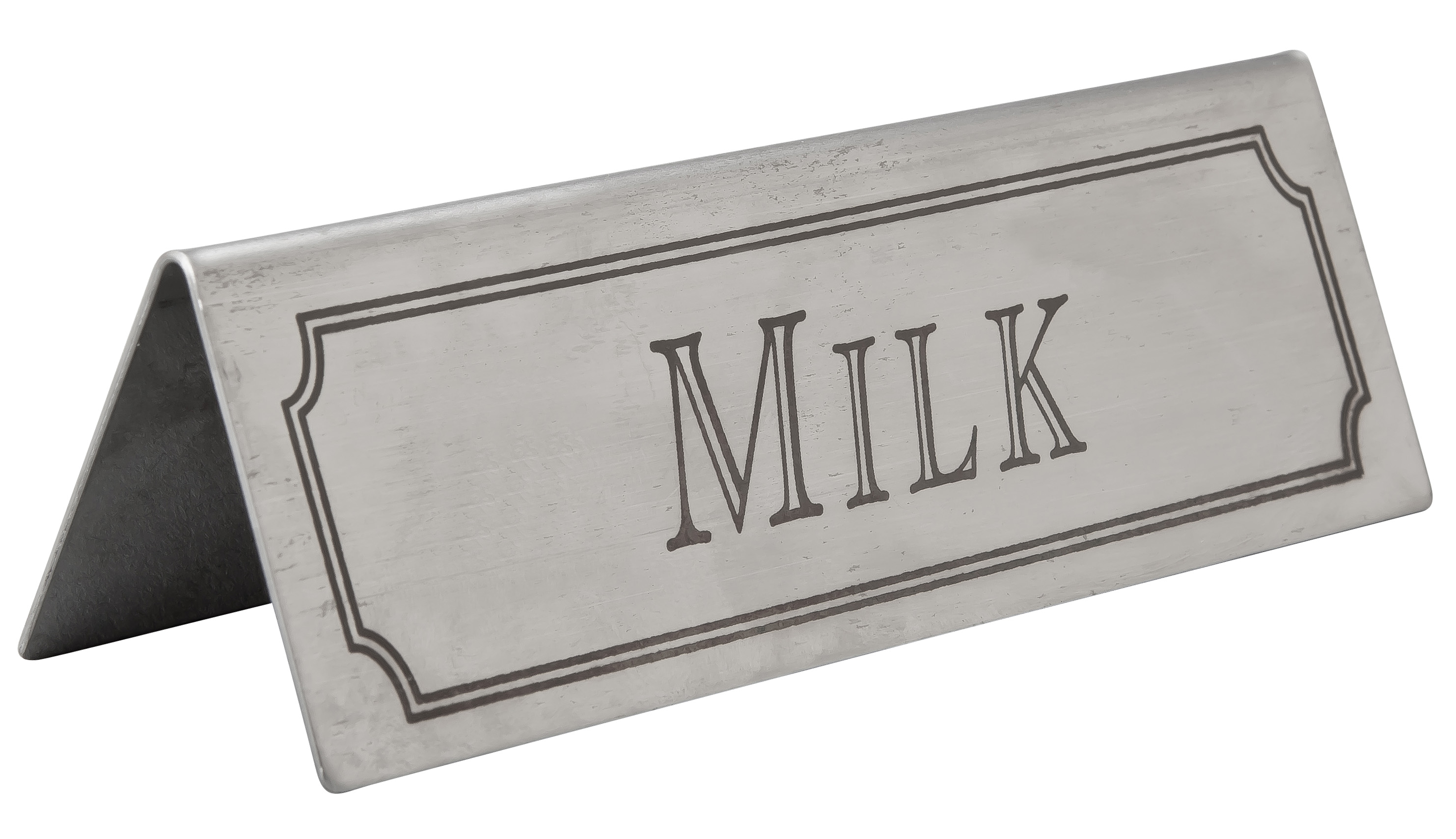 MILK TABLE SIGN STAINLESS STEEL