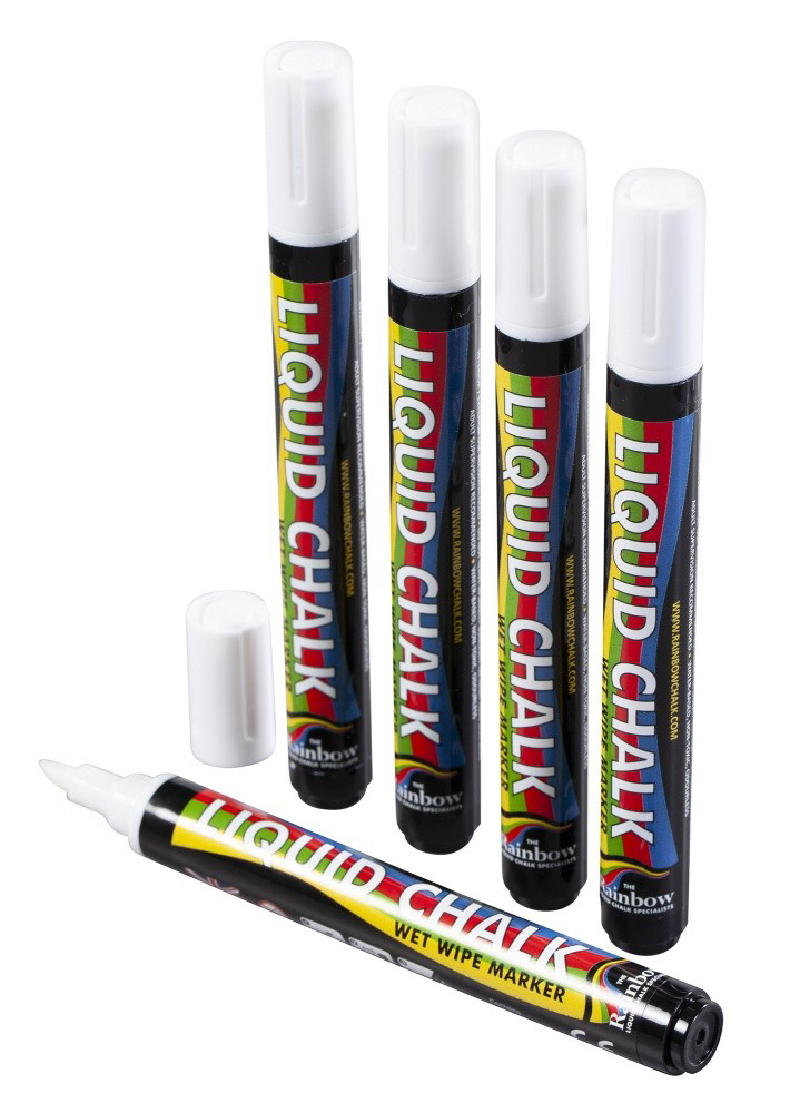 CHISEL LIQUID CHALK PEN WHITE 5MM (PACK OF 5)