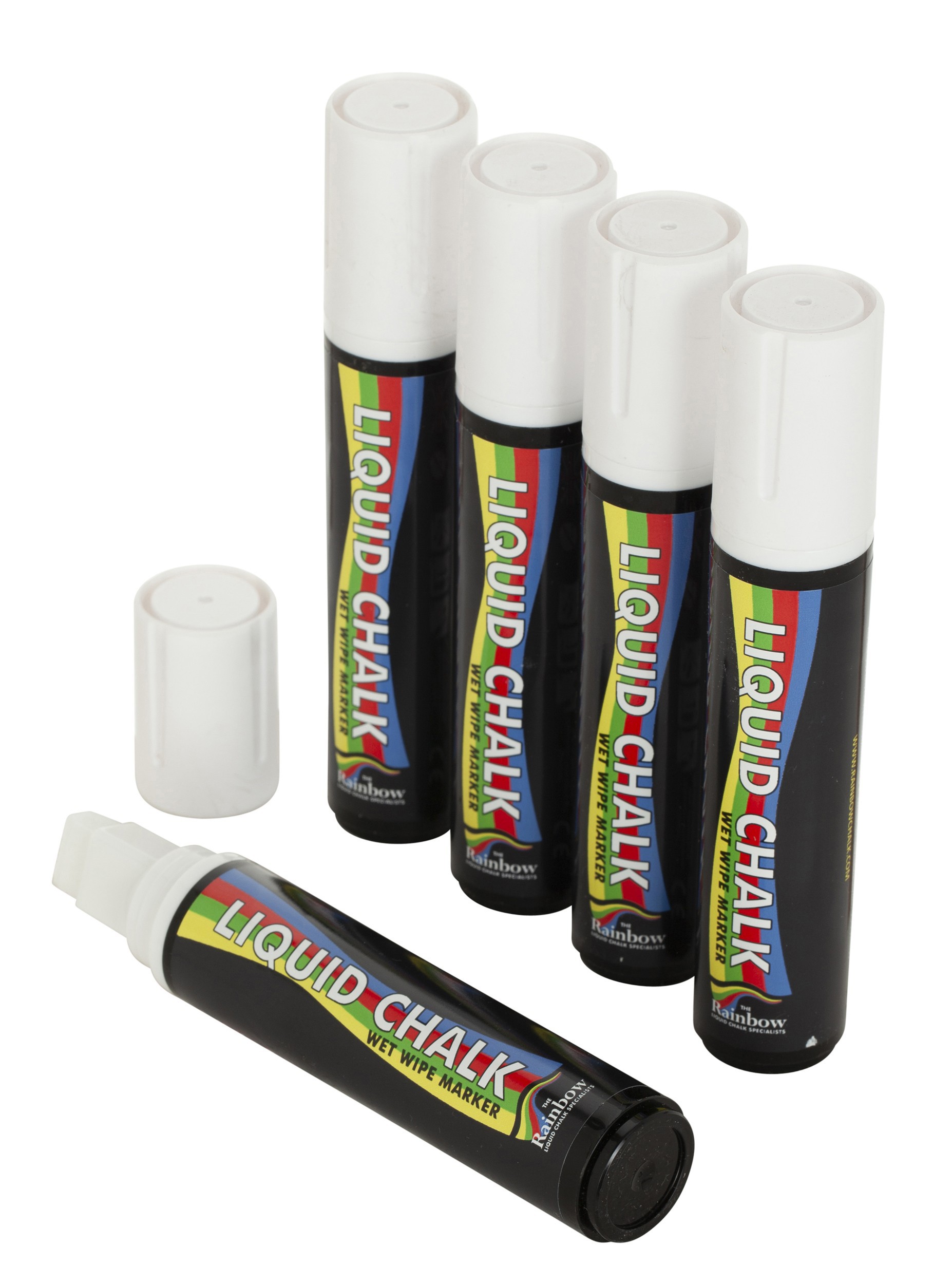 CHISEL TIP CHALK PEN WHITE 15MM (PACK 5)
