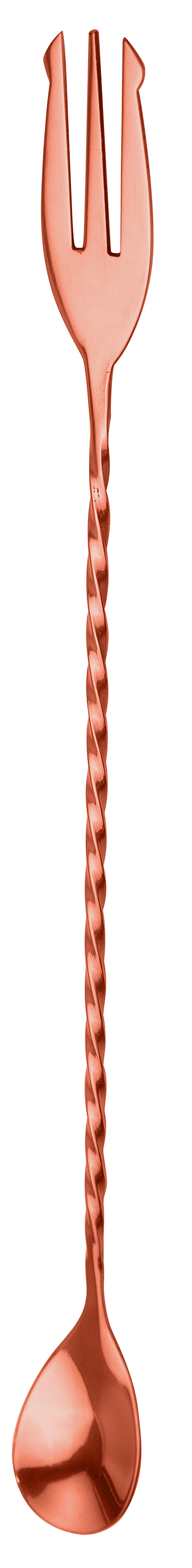 MEZCLAR COCKTAIL SPOON WITH FORK COPPER 300MM
