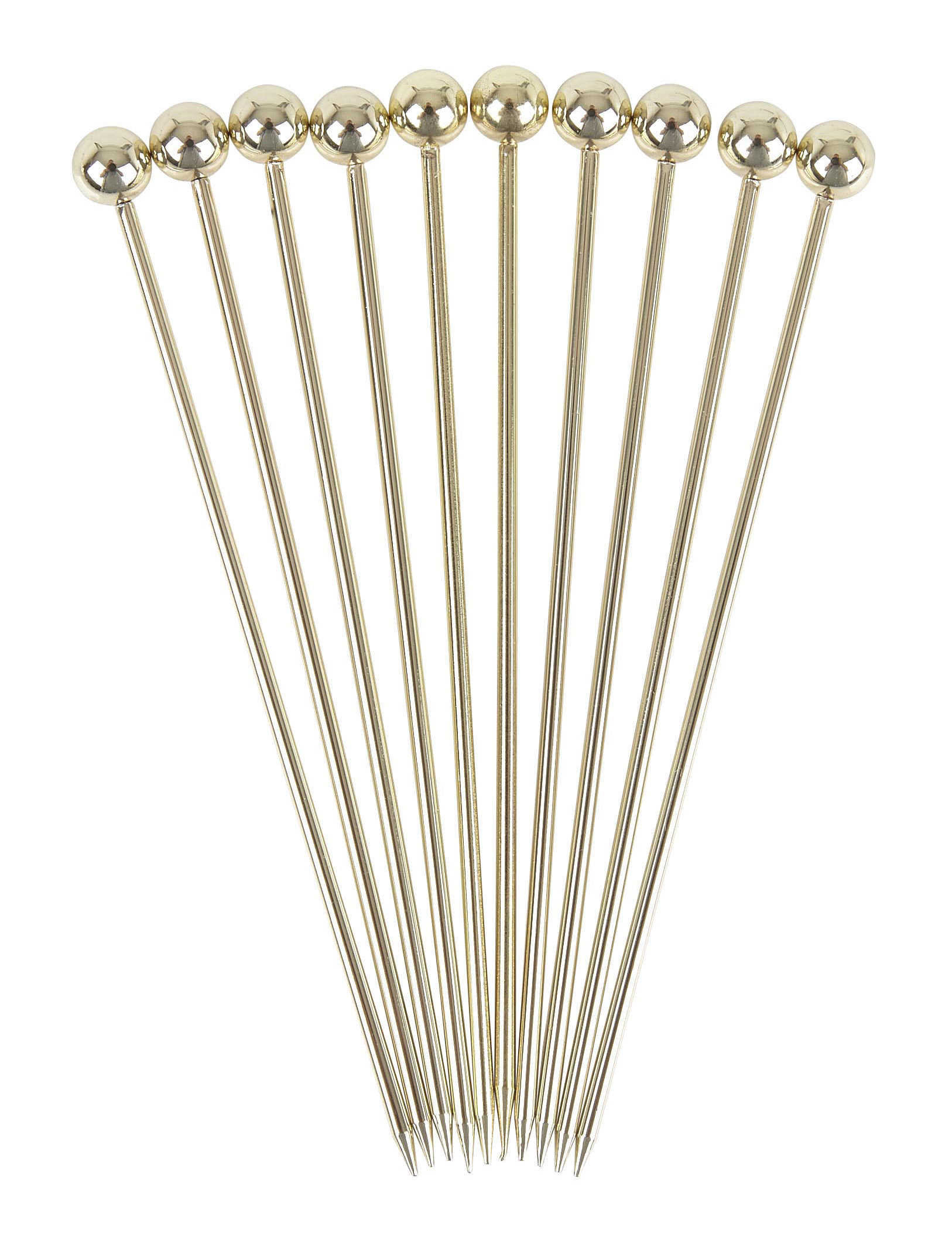 BALL GARNISH PICK GOLD PLATED (PACK OF 10)
