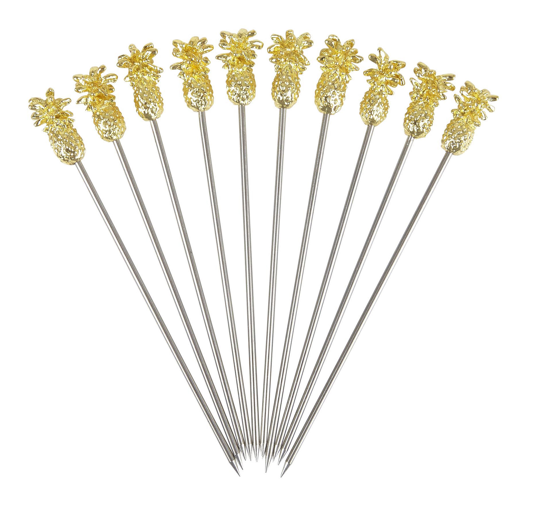PINEAPPLE GARNISH PICK GOLD PLATED (PACK 10)