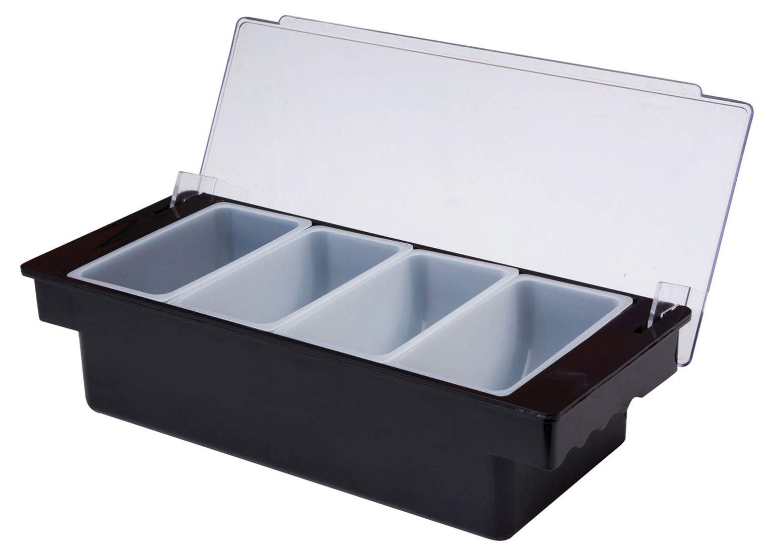 4 PART PLASTIC CONDIMENT HOLDER BLACK