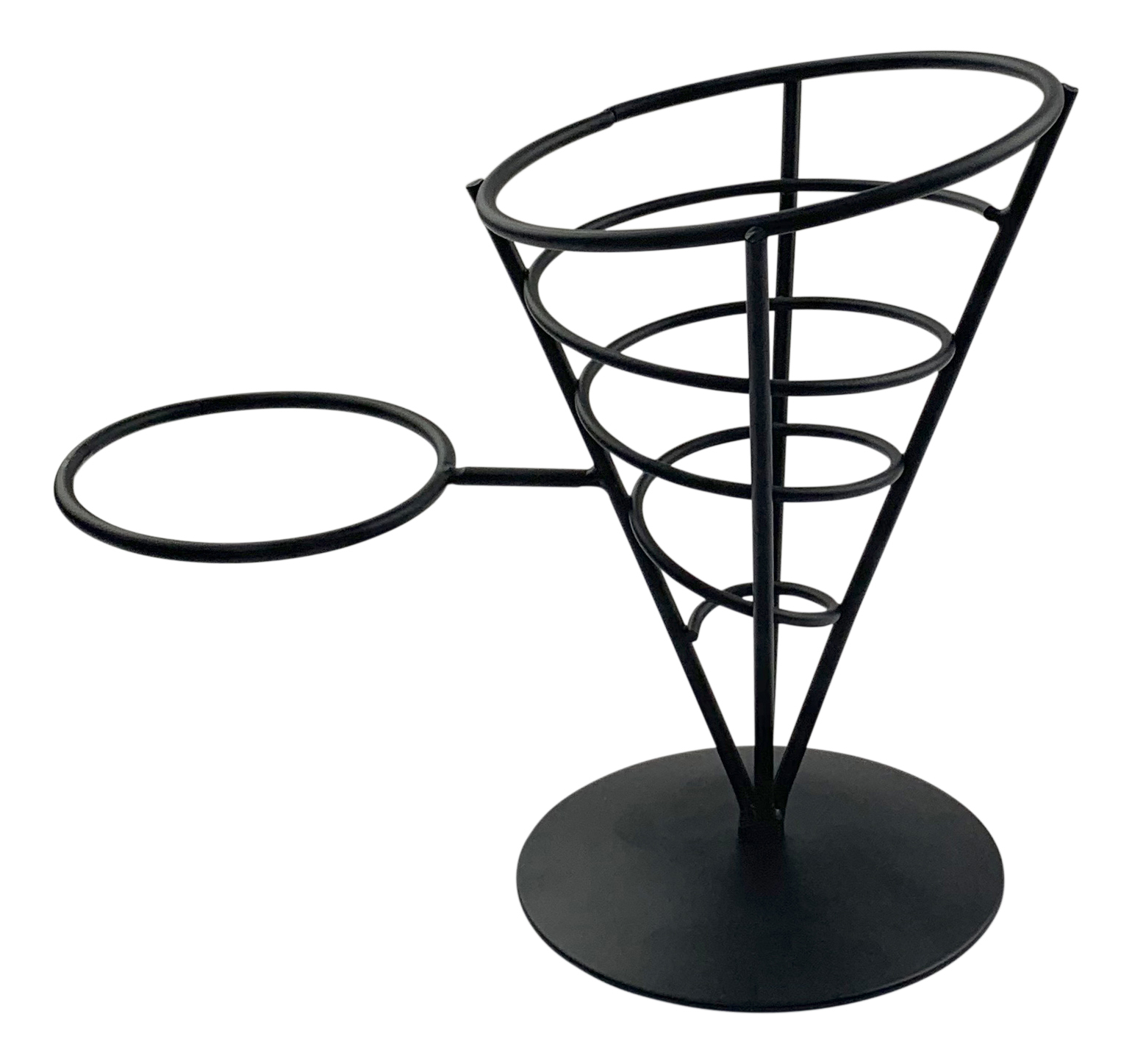 WIRE FRENCH FRY CONE AND RAMEKIN HOLDER BLACK