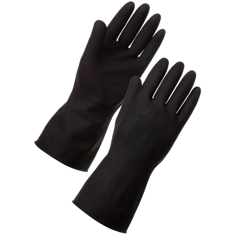 HEAVY DUTY INDUSTRIAL BLACK RUBBER GLOVE LARGE