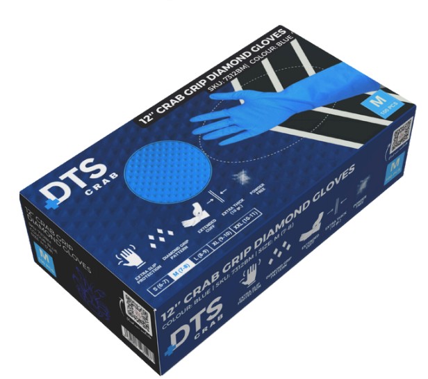 12" Long Cuff Diamond Grip Blue XL Gloves PK 100 x 10