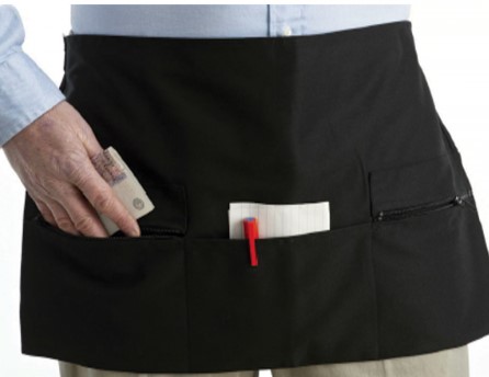 BLACK SQUARE EDGE SHORT APRON ONE ZIP