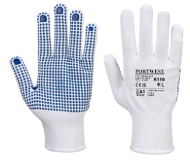 Polka Dot White / Blue Glove Size Small