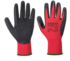 Flex Grip Latex Gloves Red/Blk Size Large