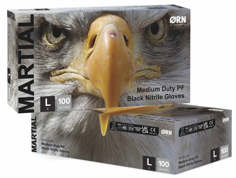 Martial Black Nitrile Gloves PK 100 Size Large