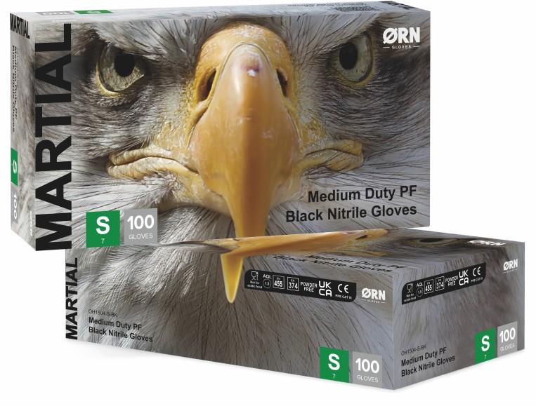Martial Black Nitrile Gloves PK 100 Size Small