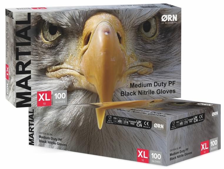 Martial Black Nitrile Gloves PK 100 Size XL