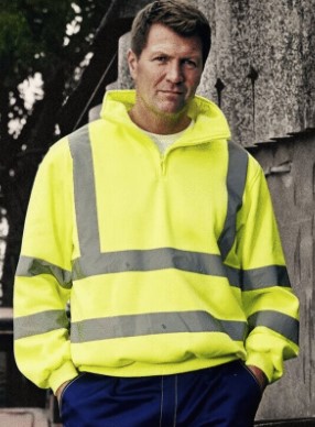 Yoko High Viz Ylw 1/4 Zip Sweatshirt Medium