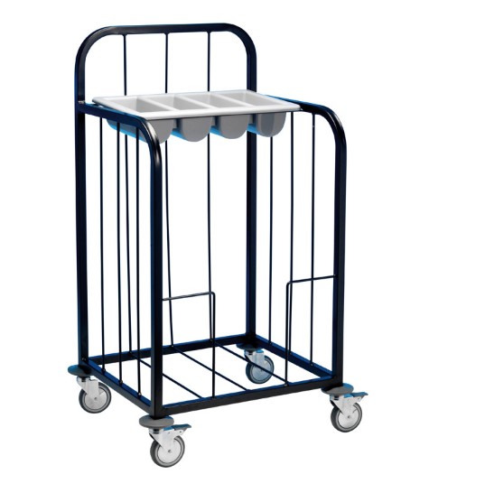 Tray Pick Up Trolley With Cutlery Tray Black Frame