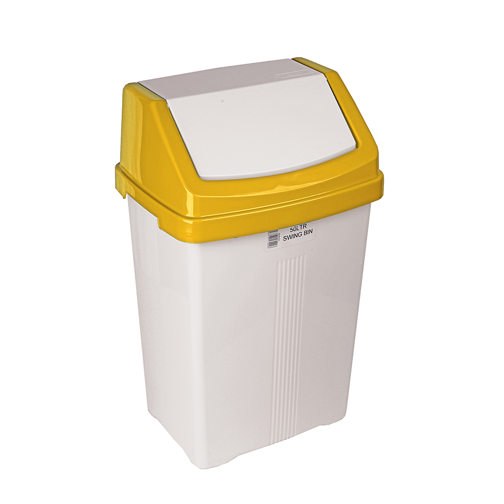 HIGH QUALITY SWING BIN 50 LITRES YELLOW