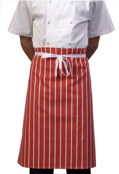 RED BUTCHERS STRIPE WAIST APRON