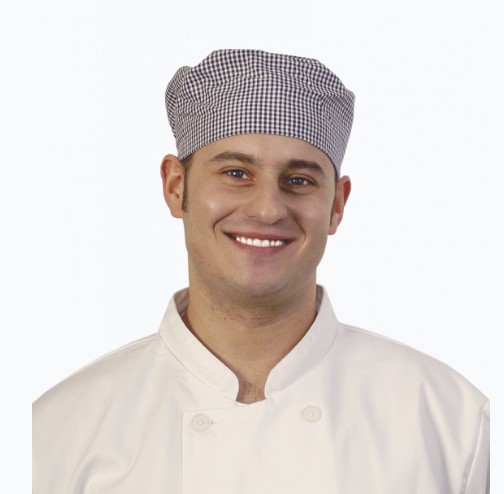 SKULL CAP SMALL BLUE/WHT CHECK