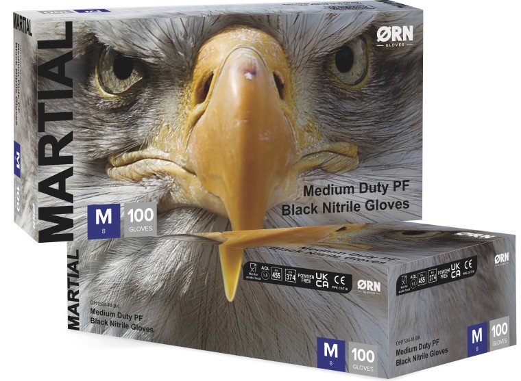 Martial Black Nitrile Gloves PK 100 Size Medium
