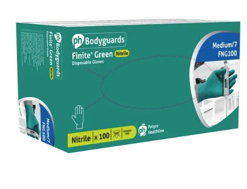 Nitrile Green PF Gloves Size Medium PK 100