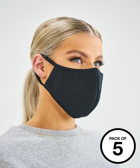 Antimicrobial Washable Face Mask Black PK 5
