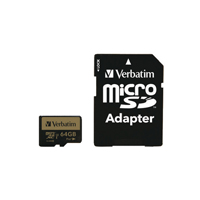 VERBATIM PRO 64GB MICROSDXC CARD/ADAPTER