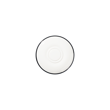 MODEST BLACK DOUBLE WELL SAUCER 16CM / 6.25"" PK 12