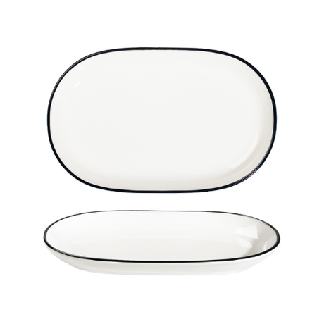 MODEST BLACK OVAL PLATTER 28 X 18CM / 11"" X 7"" PK 6